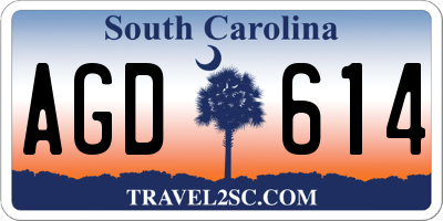 SC license plate AGD614