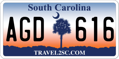 SC license plate AGD616