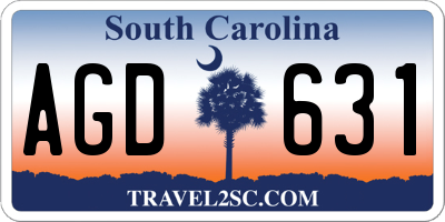 SC license plate AGD631