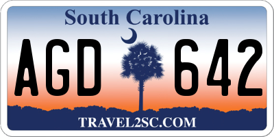SC license plate AGD642