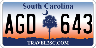 SC license plate AGD643