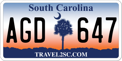 SC license plate AGD647