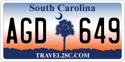 SC license plate AGD649