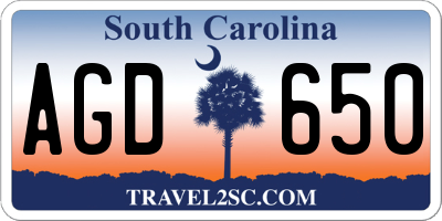 SC license plate AGD650