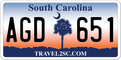 SC license plate AGD651