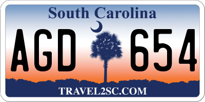SC license plate AGD654