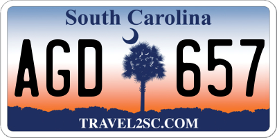SC license plate AGD657