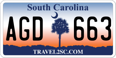 SC license plate AGD663