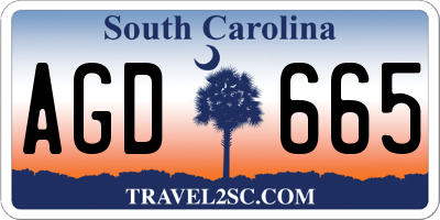 SC license plate AGD665