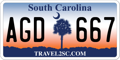 SC license plate AGD667