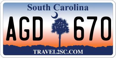 SC license plate AGD670