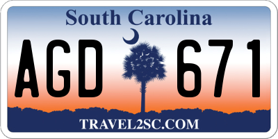 SC license plate AGD671