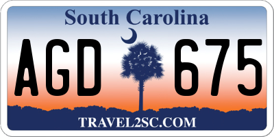 SC license plate AGD675