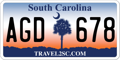 SC license plate AGD678