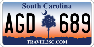 SC license plate AGD689