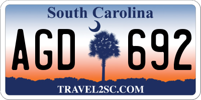 SC license plate AGD692