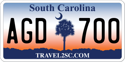SC license plate AGD700
