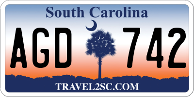 SC license plate AGD742