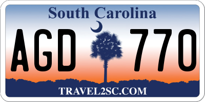 SC license plate AGD770