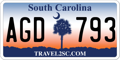 SC license plate AGD793