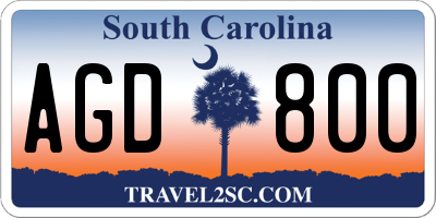 SC license plate AGD800