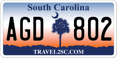 SC license plate AGD802