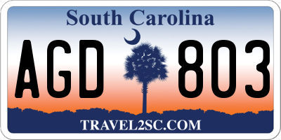 SC license plate AGD803