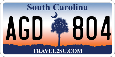 SC license plate AGD804