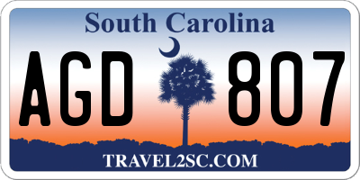 SC license plate AGD807