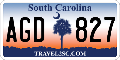 SC license plate AGD827