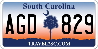 SC license plate AGD829