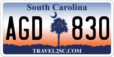 SC license plate AGD830