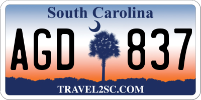 SC license plate AGD837