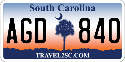 SC license plate AGD840