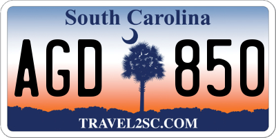 SC license plate AGD850
