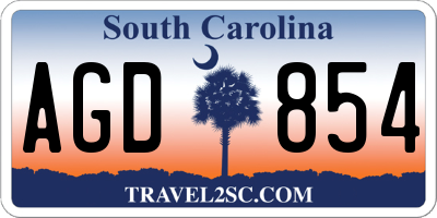 SC license plate AGD854