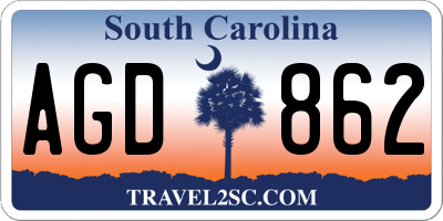 SC license plate AGD862