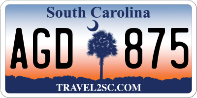 SC license plate AGD875