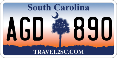 SC license plate AGD890