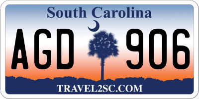 SC license plate AGD906