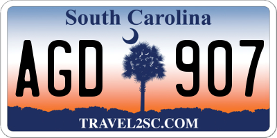 SC license plate AGD907