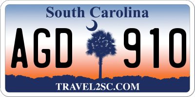 SC license plate AGD910