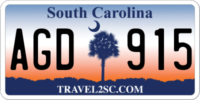 SC license plate AGD915