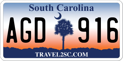 SC license plate AGD916