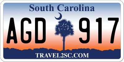 SC license plate AGD917