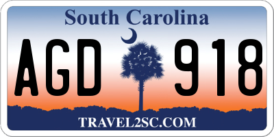 SC license plate AGD918