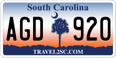 SC license plate AGD920