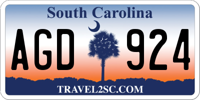 SC license plate AGD924