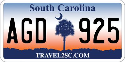 SC license plate AGD925