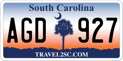 SC license plate AGD927